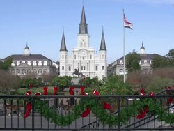 Christmas decorations at Jackson Square in New Orleans Stock Footage