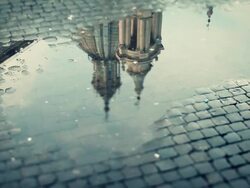 Church of Sant'Angese in Agone water reflection Stock Footage