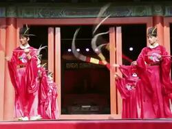 WS Shot of dancers performing at Temple AUDIO/ Beijing, Hebei Province, China Stock Footage