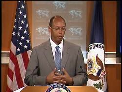 A spokesman at the State Department says a cargo ship hijacked off the coast of Somalia had Americans on board and was carrying food supplies for African countries. News Clip