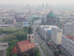 WS Shot of St.-Hedwigs-Kathedrale, Evangel. Kirchengemeinde Marien-Nikolai, Karl-Liebknecht-Strabe / Berlin, Berlin, Germany Stock Footage