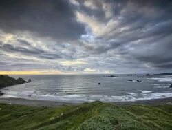WS T/L PAN View of Seascape / Cape Blanco State Park, Oregon, United States Stock Footage