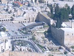 Aerial the Wailing Wall in the old city of Jerusalem, Israel Stock Footage