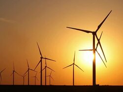 Eleven Wind Turbines Stock Footage
