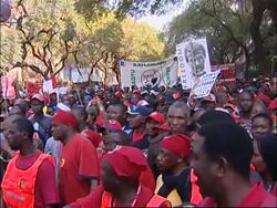 WRAP SAfrican workers strike to protest power prices, ADDS stadium News Clip