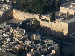 Aerial the Western Wall in the old city of Jerusalem, Israel Stock Footage
