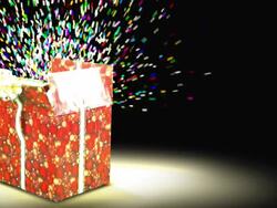 White Rabbit showing up from a Gift Box Stock Footage