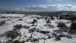 Time Lapse, Beit Jala Arab city covered with snow, view from Gilo, Jerusalem Stock Footage
