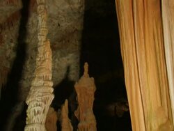 Limestone Stalactite Cave, Soreq cave, Avshalom Reserve, near Beit Shemesh, Israel Stock Footage