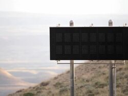 HD road warning sign slow curves ahead Stock Footage