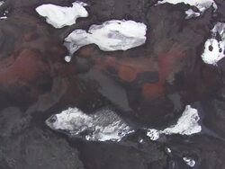 WS AERIAL View of snowy lava plain with mountain / Iceland Stock Footage