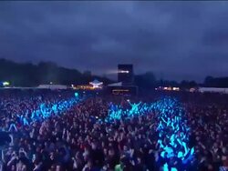 M/S EXT Live Concert Crowd Night Festival Stock Footage
