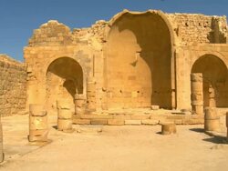 MS PAN Ruins of Byzantine church / Shivta, Negev, Israel  Stock Footage