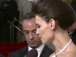 Katie Holmes at "PUNK: Chaos To Couture" Costume Institute Gala Stock Footage