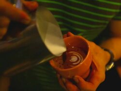 HD:Latte art,Milk pouring by a Barista. Stock Footage