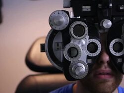 Patient at the Eye Doctor Stock Footage
