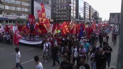 Clashes at protest demanding improved safety after deaths in elevator crash News Clip