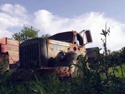 rusted farm truck in field Stock Footage