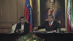 CLEAN: Chavez hosts 'brother' Ahmadinejad as tensions mount News Clip