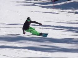 HD: Slo-Mo, Zoom, Two Snowboarders Extreme Carving Stock Footage