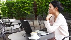 Serious woman calling on phone Stock Footage