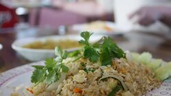 Asian eating fried rice Stock Footage