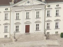 MS AERIAL TU Shot of neoclassical palace, official residence of president / Berlin, Germany Stock Footage
