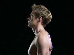 Man with Australian flag painted on back Stock Footage