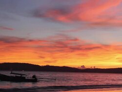 Beach at sunset (Ao Nang, Krabi, Thailand). Stock Footage