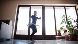 Girl dancing in the room. Stock Footage
