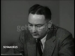 1939: U.S. FORTUNE SURVEY: REPRISAL: INT MS Fortune Magazine Analyst Elmo Roper speaking 'Do you think it's wise... for the government to spend more money on public works... to raise National income to 80 billion dollars?' New York City Instructional Video