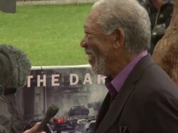 Morgan Freeman at The Dark Knight Rises: European Premiere at Leicester Square on July 18, 2012 in London, England (Footage by WireImage Video/Getty Images) Stock Footage
