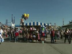Souvenir-shop on Oktoberfest-area Stock Footage
