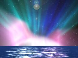 Polar lights over ocean Stock Footage