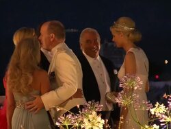 Princess Charlene and Prince Albert of Monaco, Sir Philip Green at the Monaco Royal Wedding: Reception Arrivals at Monaco . (Footage by WireImage Video/Getty Images Entertainment Video) Stock Footage