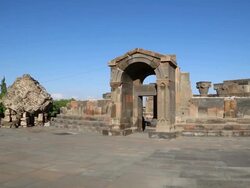 Zvartnots Cathedral, general view of the church Stock Footage