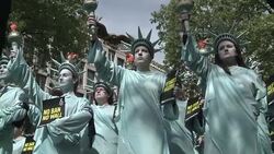 CLEAN : London protest condemns Trump's 100 days in office News Clip