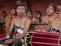 MS Men playing slenthem, drums and other typical instruments AUDIO / Bali, Indonesia Stock Footage