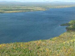 WS ARIEAL View of Chestnuhook lake / Maine, United States Stock Footage
