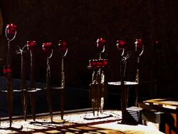 CU Decorative art pieces of church candle holders / Sedona, Arizona, USA  Stock Footage