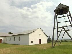 WS T/L LA Shot of clouds moving over church / Eastern Cape, South Africa Stock Footage