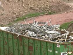 MS Bulldozer loading trolley / Saarburg, Rhineland-Palatinate, Germany Stock Footage