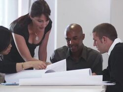 CU PAN View of Business people meeting together in office / Portland,OR,United States Stock Footage