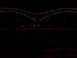 WS View of harnando de soto bridge at night / Memphis, Tennessee, United States Stock Footage
