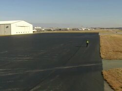 MS AERIAL Shot of Landing at Piedmont Triad International Airport / North Carolina, United States Stock Footage