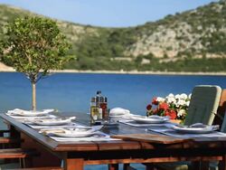 HD: Dining Table On Mediterranean Coast Stock Footage