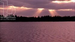 Cinematic ocean shore scenery: sand dunes, setting sun, North America Stock Footage