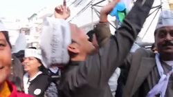 CLEAN : Kejriwal supporters celebrate Delhi victory News Clip