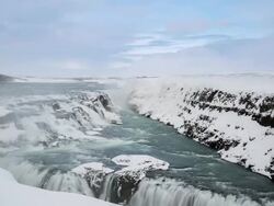 HD Time-lapse: Gulfoss Golden Falls waterfall Iceland in winter Stock Footage