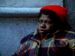 Homeless Woman on Street Stock Footage